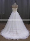 Ivory Tulle Sweetheart Pearl Detailing Lace-up Sweep Train Wedding Dress #PDS00022026