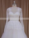 V-neck Appliques Lace Court Train Long Sleeve Ivory Lace Tulle Wedding Dresses #PDS00022027