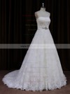 Ivory Lace Sashes/Ribbons Sweep Train Vintage Strapless Wedding Dresses #PDS00022032
