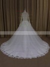 Elegant Off-the-shoulder Ivory Tulle Appliques Lace Long Sleeve Wedding Dresses #PDS00022037