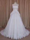 Princess Ivory Lace Tulle Sashes/Ribbons Strapless Pretty Wedding Dresses #PDS00022039