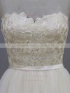 Tulle with Appliques Lace Ivory Sweep Train Lace-up New Arrival Wedding Dresses #PDS00022044