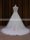 Ball Gown Tulle Appliques Lace Court Train Trendy Ivory Wedding Dresses #PDS00022047