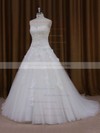 Ball Gown Tulle Appliques Lace Court Train Trendy Ivory Wedding Dresses #PDS00022047