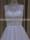 Scoop Neck Court Train Tulle Appliques Lace Ivory Popular Wedding Dresses #PDS00022048