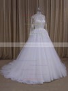Long Sleeve Princes Ivory Tulle with Appliques Lace Gorgeous Wedding Dresses #PDS00022051