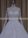 Tulle Appliques Lace Ball Gown Noble Ivory Long Sleeve Wedding Dresses #PDS00022054