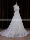 Online Sweetheart Tulle Appliques Lace Court Train Ivory Wedding Dresses #PDS00022057