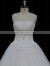 Court Train Ivory Tulle Appliques Lace Open Back Ball Gown Wedding Dresses #PDS00022058