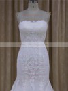 Ivory Sweep Train Tulle Appliques Lace Trumpet/Mermaid New Wedding Dresses #PDS00022072