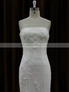 Fashion Tulle Appliques Lace Trumpet/Mermaid Ivory Strapless Wedding Dresses #PDS00022074