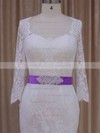 Lace with Sashes/Ribbons Ivory Trumpet/Mermaid Long Sleeve Wedding Dresses #PDS00022076