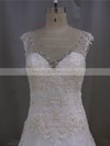 V-neck Ivory Tulle Appliques Lace Court Train Fashionable Wedding Dresses #PDS00022077