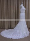 Trumpet/Mermaid Tulle Appliques Lace Ivory Sweetheart Open Back Wedding Dresses #PDS00022078