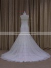 Ivory Tulle Sweep Train Appliques Lace Popular Trumpet/Mermaid Wedding Dresses #PDS00022081