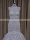 Ivory Tulle Sweep Train Appliques Lace Popular Trumpet/Mermaid Wedding Dresses #PDS00022081