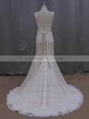 Noble V-neck Ivory Lace Tulle Sashes/Ribbons Trumpet/Mermaid Wedding Dresses #PDS00022085