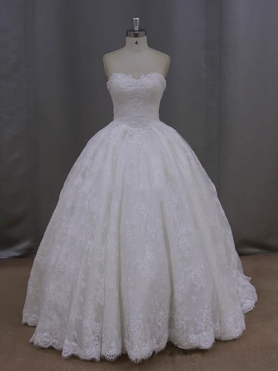 Ball Gown Ivory Lace Beading New Arrival Cathedral Train Wedding Dresses #PDS00022096