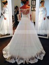 Princess Off-the-shoulder Modest Tulle Appliques Lace Long Sleeve Wedding Dresses #PDS00022502
