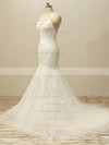 White Scoop Neck Tulle Appliques Lace Designer Trumpet/Mermaid Wedding Dresses #PDS00022506