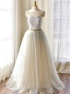 Sweetheart Tulle with Sashes / Ribbons Floor-length Modest Wedding Dresses #PDS00022508