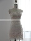 White Chiffon with Lace Pretty Sheath/Column Detachable Wedding Dresses #PDS00022510