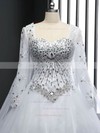 Expensive Ball Gown Tulle Crystal Detailing Chapel Train Long Sleeve Wedding Dresses #PDS00022512