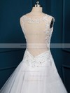 Trumpet/Mermaid Sweep Train White Tulle Appliques Lace Latest Wedding Dress #PDS00022516
