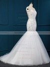 Trumpet/Mermaid Sweep Train White Tulle Appliques Lace Latest Wedding Dress #PDS00022516