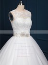 Ball Gown Tulle Lace Sashes / Ribbons Sweep Train Popular White Wedding Dress #PDS00022518