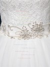 Ball Gown Tulle Lace Sashes / Ribbons Sweep Train Popular White Wedding Dress #PDS00022518
