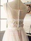 Scoop Neck Tulle with Appliques Lace Sweep Train Boutique Wedding Dress #PDS00022521