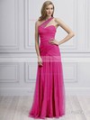 Backless Sheath/Column Tulle Ruffles Classy One Shoulder Bridesmaid Dresses #PDS01012725