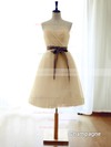 White Sweetheart Tulle Sashes / Ribbons Girls Knee-length Bridesmaid Dress #PDS01012739
