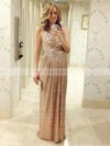 Online V-neck Sequined with Ruffles Sheath/Column Bridesmaid Dresses #PDS01012745