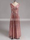 Online V-neck Sequined with Ruffles Sheath/Column Bridesmaid Dresses #PDS01012745