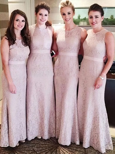 Lace Sashes / Ribbons Unique Sheath/Column Ankle-length Bridesmaid Dresses #PDS01012756