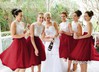 Perfect Tulle with Lace Scalloped Neck Knee-length Bridesmaid Dresses #PDS01012767