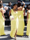 Chiffon Split Front Different One Shoulder Ankle-length Bridesmaid Dress #PDS01012769