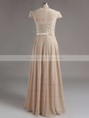 Chiffon Floor-length with Lace Cap Straps V-neck Exclusive Bridesmaid Dress #PDS01012774