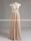 Chiffon Floor-length with Lace Cap Straps V-neck Exclusive Bridesmaid Dress #PDS01012774