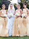Famous Tulle Floor-length Appliques Lace Sweetheart Champagne Bridesmaid Dress #PDS01012787