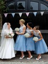 Scoop Neck Tulle Appliques Lace Junior Tea-length Bridesmaid Dress #PDS01012790