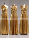 Backless Gold A-line V-neck Sequined Online Bridesmaid Dresses #PDS01012791