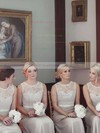 Unique Scoop Neck Lace Chiffon Sashes / Ribbons A-line Open Back Bridesmaid Dresses #PDS01012799