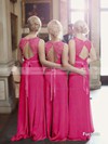 Unique Scoop Neck Lace Chiffon Sashes / Ribbons A-line Open Back Bridesmaid Dresses #PDS01012799