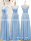 Sage Chiffon Floor-length Ruffles V-neck Promotion Bridesmaid Dresses #PDS01012807
