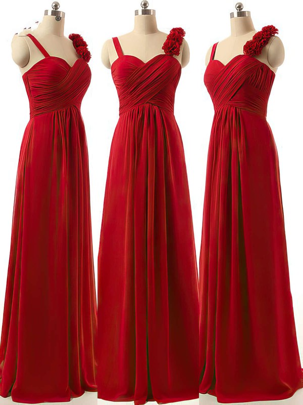 Discounted A-line Sweetheart Chiffon Ruffles Burgundy Bridesmaid Dresses #PDS01012808