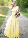 Scoop Neck Ruched Lace Chiffon Floor-length Latest Bridesmaid Dresses #PDS01012813