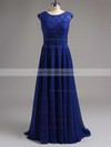 Scoop Neck Ruched Lace Chiffon Floor-length Latest Bridesmaid Dresses #PDS01012813